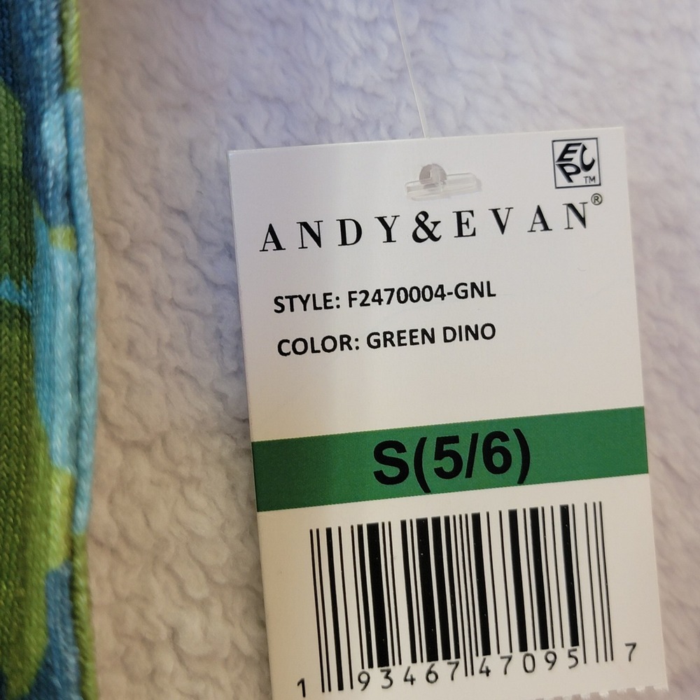 NEW Andy & Evan Boys Green Dinosaur Print‎ Hooded Fleece Bath Robe Size S 5/6 - Picture 6 of 8